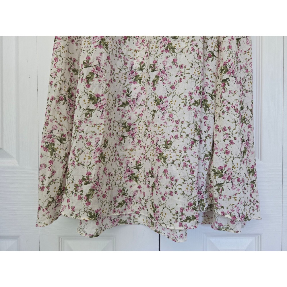 Max Studio Midi Skirt Textured Crepe Elastic Waist Women M Cream Floral NWOT - Picture 3 of 6